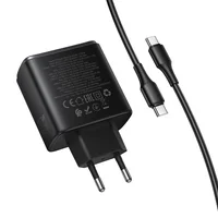СЗУ Hoco C160A Upgrade PD65W+QC3.0 (1USB-A/2C) + кабель Type-C to Type-C Black