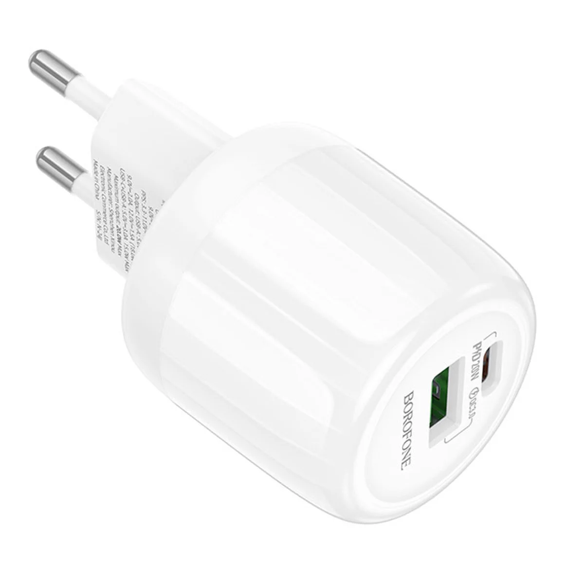 СЗУ Borofone BA93A Lustrous PD20W+QC3.0 (1USB-A/1C) White