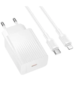 СЗУ Borofone BAS73A Source PD20W (1USB-C) + кабель Type-C to Lightning White