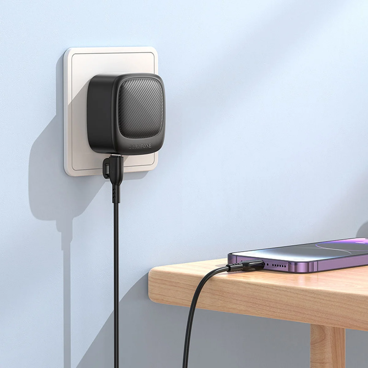 СЗУ Borofone BAS23A Lucky PD30W (1C2A) + Type-C to Lightning Black