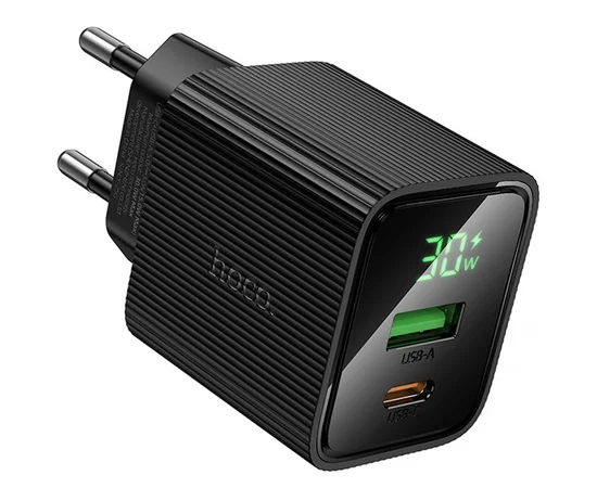 СЗУ Hoco CS84A Excellent with digital display PD30W+QC3.0 (1USB-A/1C) Black