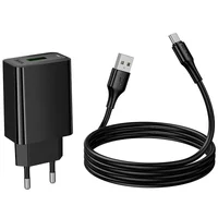 СЗУ Hoco CS92A Leader 18W+QC3.0 (1USB-A) + кабель USB to Type-C Black