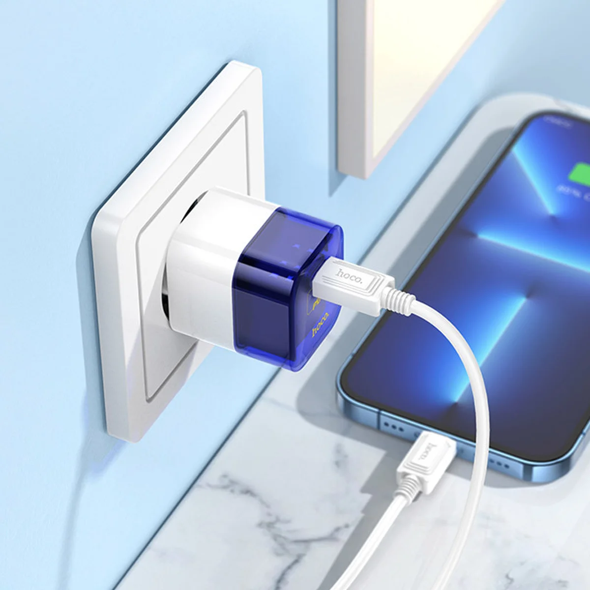 СЗУ Hoco C125A Transparent 1C PD20W Transparent blue