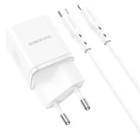 СЗУ Borofone BN7 PD20W+QC3.0 (1USB-A/1C) + Type-C to Lightning White