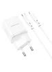СЗУ Borofone BN7 PD20W+QC3.0 (1USB-A/1C) + Type-C to Lightning White
