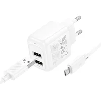 СЗУ Hoco CS51A Surplus (2USB-A) + MicroUSB White
