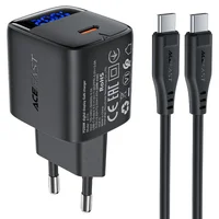 СЗУ Acefast A113 PD20W GaN (1USB-C) + кабель Type-C to Type-C Black