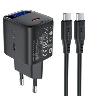 СЗУ Acefast A113 PD20W GaN (1USB-C) + кабель Type-C to Type-C Black