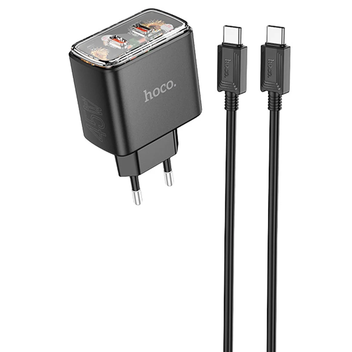 СЗУ Hoco CS43A Smart PD45W (2C) + Type-C to Type-C Black