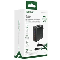 СЗУ Acefast A37 PD100W+QC3.0  GaN (1USB-A/3C) + кабель Type-C to Type-C 2m Black