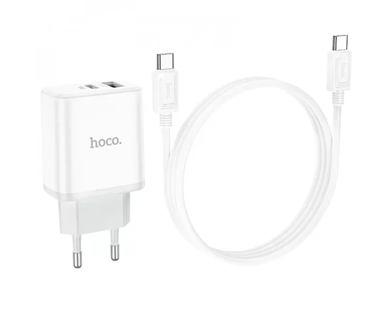 СЗУ Hoco C105A Stage PD20W+QC3.0 (1USB-A/1C) + кабель Type-C to Type-C White