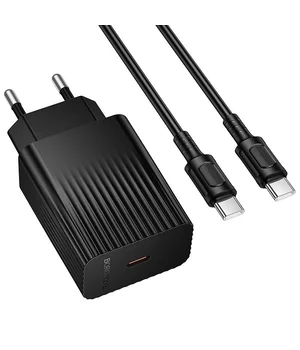 СЗУ Borofone BAS75A Source PD30W (1USB-C) + кабель Type-C to Type-C Black
