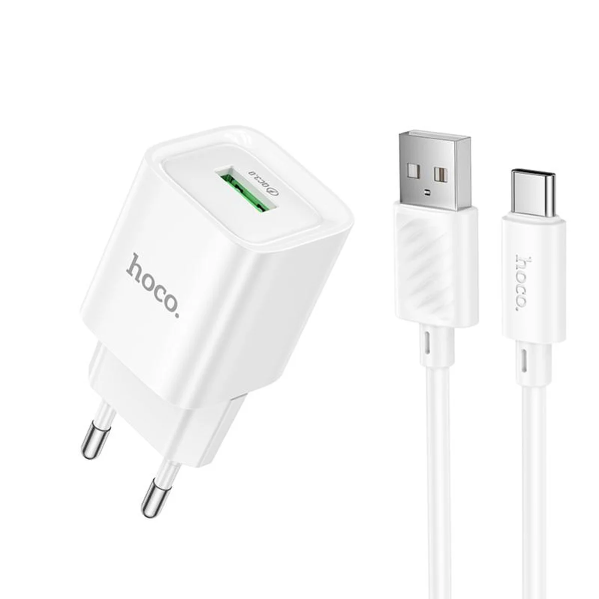 СЗУ Hoco C145A Charm QC3.0 18W (1USB-A) + кабель USB to Type-C White