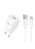 СЗУ Hoco C145A Charm QC3.0 18W (1USB-A) + кабель USB to Type-C White