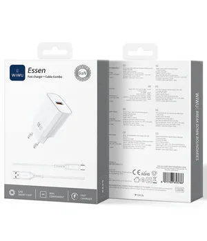СЗУ WIWU G006 Essen QC3.0 18W GaN (1USB-A) + кабель USB to Type-C White