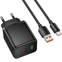СЗУ Hoco C157A Smart PD30W+QC3.0 (1USB-A/1C) + кабель USB to Type-C Black