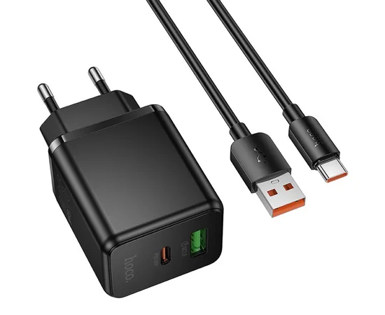 СЗУ Hoco C157A Smart PD30W+QC3.0 (1USB-A/1C) + кабель USB to Type-C Black