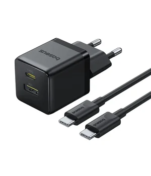 СЗУ Baseus Palm Fast Charger 30W (1USB-A/1C) + кабель Type-C to Type-C (P1011160A) Cluster Black