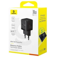 СЗУ Baseus Palm Fast Charger 30W (1USB-A/1C) (P1011160A) Cluster Black