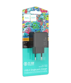 СЗУ Hoco CS17A Wish QC3.0 22.5W (1USB-A) Black