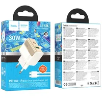 СЗУ Hoco CS73A Star Speed PD30W+QC3.0 (1USB-A/1C) + кабель Type-C to Type-C White