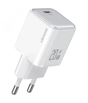 СЗУ Usams US-CC183 PD30W 1C + US-SJ610 Type-C to Lightning PD YX Series White