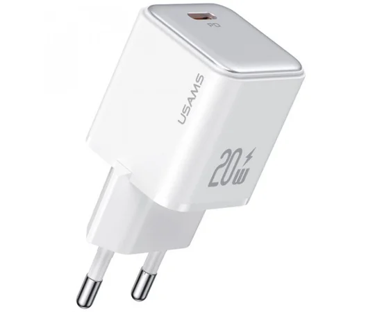 СЗУ Usams US-CC183 PD30W 1C + US-SJ610 Type-C to Lightning PD YX Series White