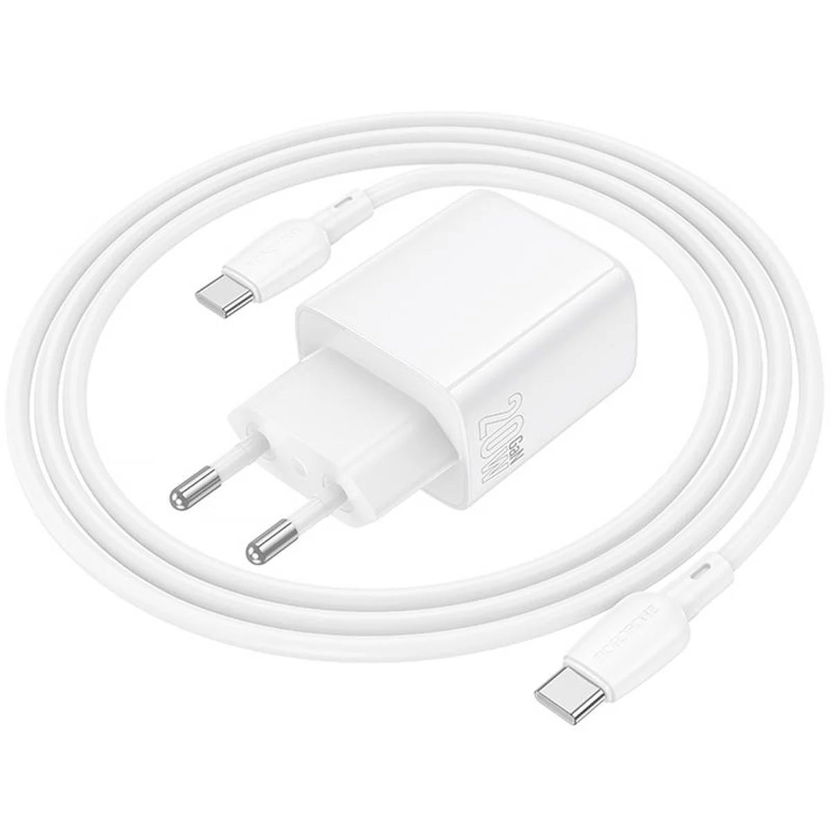 СЗУ Borofone BN27 Fuente PD20W+QC3.0 (1USB-A/1C) + кабель Type-C to Type-C White
