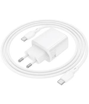 СЗУ Borofone BN27 Fuente PD20W+QC3.0 (1USB-A/1C) + кабель Type-C to Type-C White