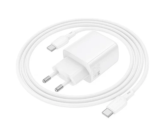 СЗУ Borofone BN27 Fuente PD20W+QC3.0 (1USB-A/1C) + кабель Type-C to Type-C White