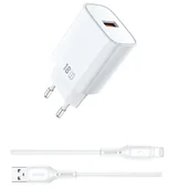 СЗУ WIWU G006 Essen QC3.0 18W GaN (1USB-A) + кабель USB to Lightning White