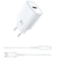 СЗУ WIWU G006 Essen QC3.0 18W GaN (1USB-A) + кабель USB to Lightning White