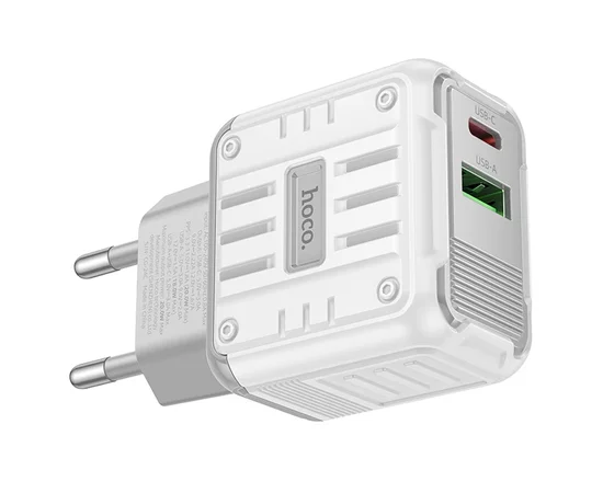 СЗУ Hoco C135A Rock PD20W+QC3.0 (1USB-A/1USB-C) White