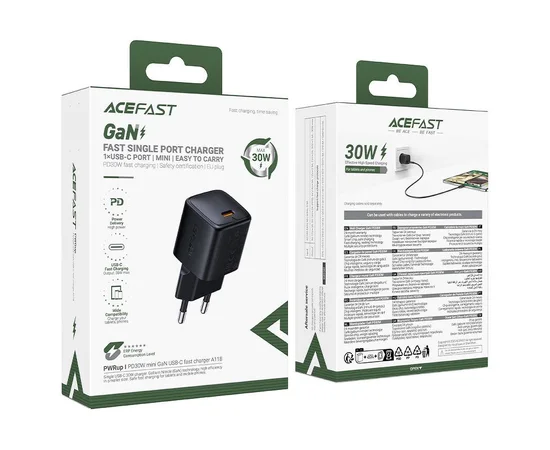 СЗУ Acefast A118 PD30W GaN (1USB-C) Black