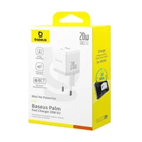 СЗУ Baseus Palm Fast Charger 20W (1USB-A/1C) + кабель Type-C to Type-C (P10111608) Moon White