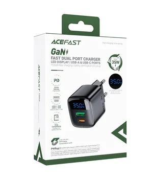 СЗУ Acefast A116 PD35W+QC3.0 GaN (1USB-A/1C) Black