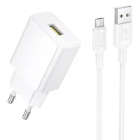 СЗУ Borofone BA111A Star QC3.0 (1USB-A) + кабель USB to MicroUSB White