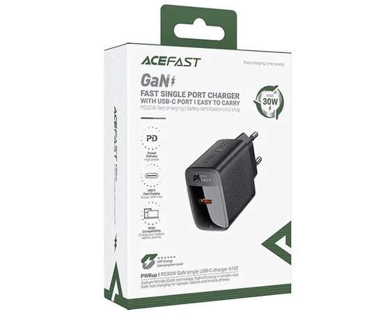 СЗУ Acefast A102 PD30W GaN (1USB-C) Black