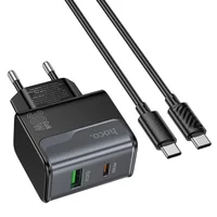 СЗУ Hoco CS73A Star Speed PD30W+QC3.0 (1USB-A/1C) + кабель Type-C to Type-C Midnight Black