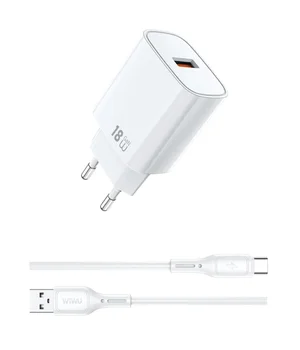 СЗУ WIWU G006 Essen QC3.0 18W GaN (1USB-A) + кабель USB to Type-C White