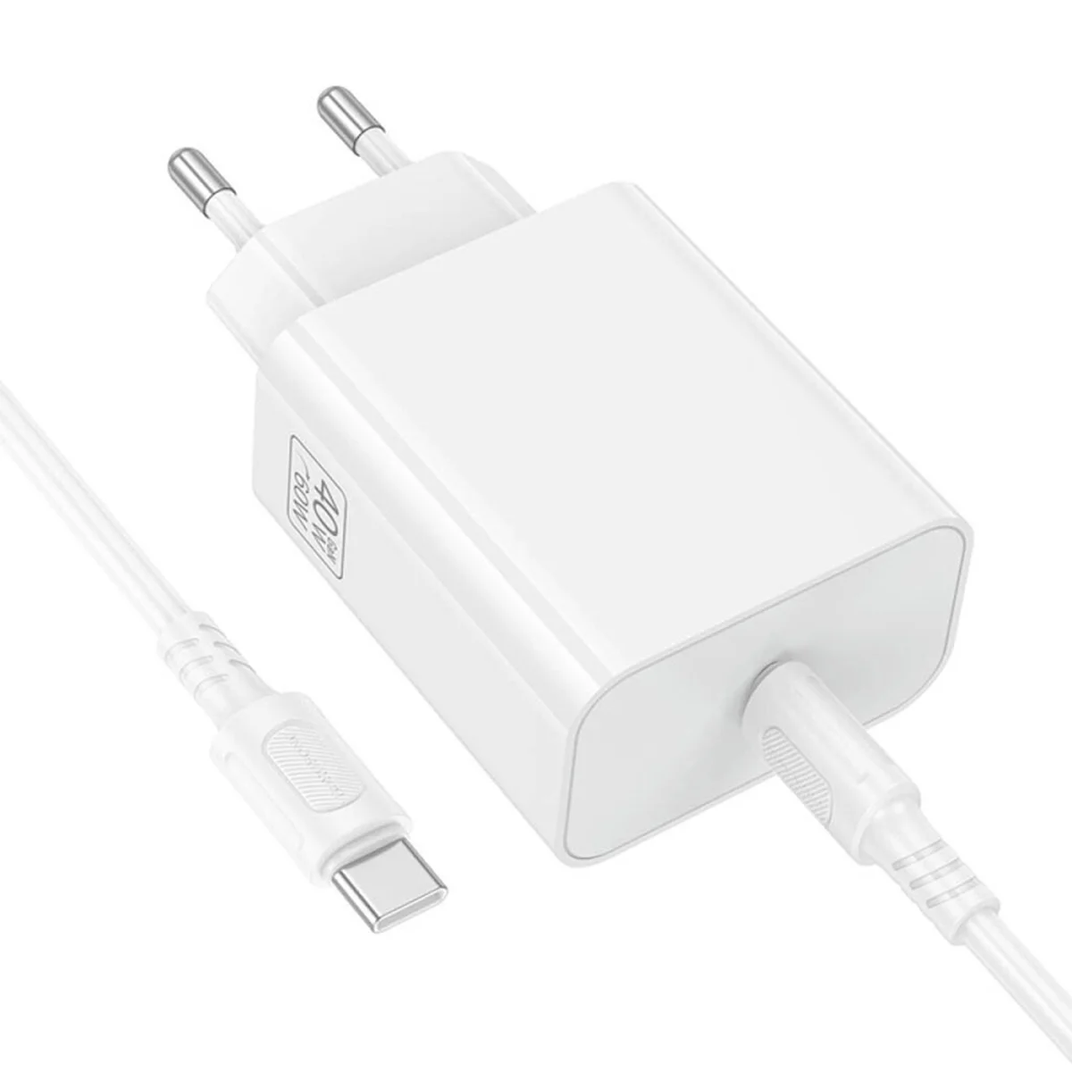 СЗУ Borofone BA109A Star PD40W (1USB-C) + кабель Type-C to Type-C White
