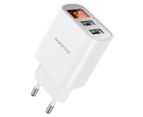 СЗУ Borofone BA58A with digital display 2.4A (2USB-A) White