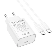 СЗУ Hoco C143A Benefit PD20W (1USB-C) + кабель Type-C to Type-C White