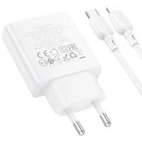 СЗУ Borofone BN25 Wish PD30W+QC3.0 (1USB-A/1C) + кабель Type-C to Lightning White