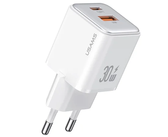 СЗУ Usams US-CC189 PD30W + QC3.0 A+C X-ron Series White