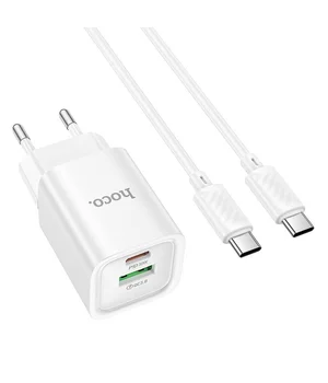 СЗУ Hoco C149A Charm PD30W+QC3.0 (1USB-A/1C) + кабель Type-C to Type-C White