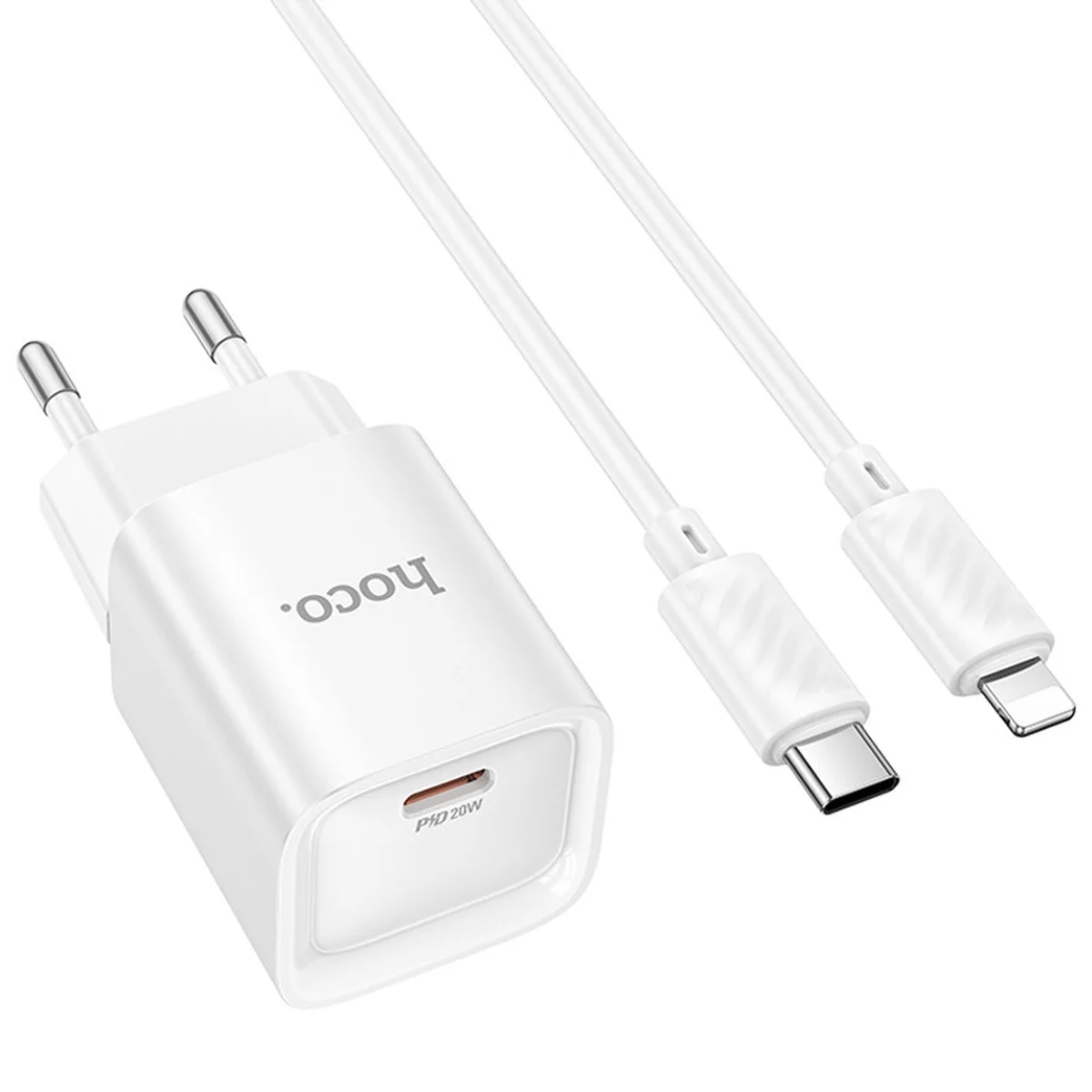 СЗУ Hoco C146A Charm PD20W (1USB-C) + кабель Type-C to Lightning White