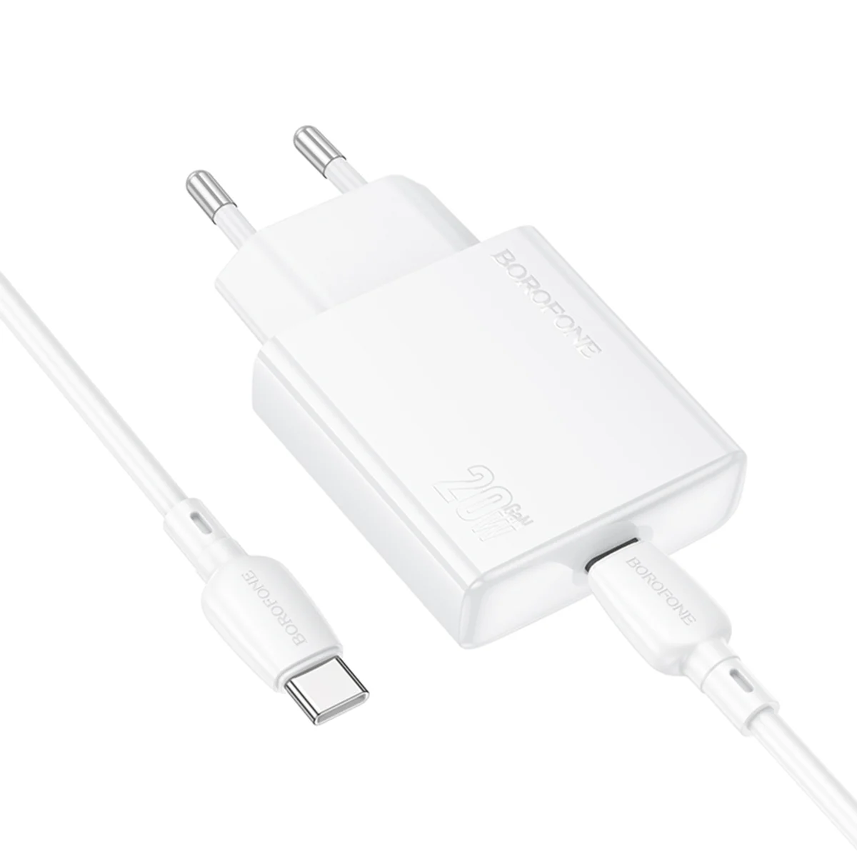 СЗУ Borofone BN23 Wish PD20W (1USB-C) + кабель Type-C to Type-C White