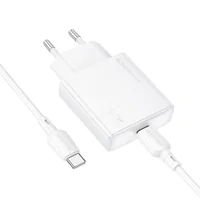 СЗУ Borofone BN23 Wish PD20W (1USB-C) + кабель Type-C to Type-C White