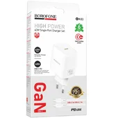 СЗУ Borofone BN33 Fuente PD40W (1USB-C) + кабель Type-C to Type-C White